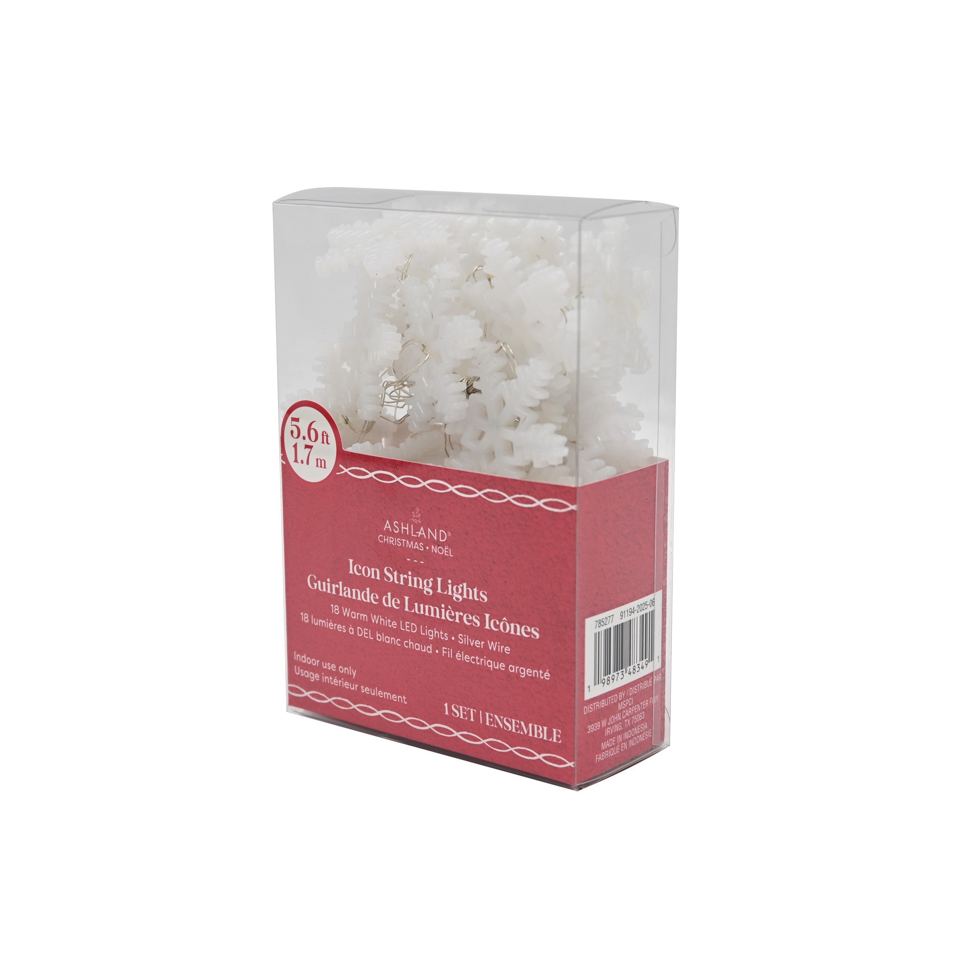 slide 3 of 3, 18ct. Warm White Led White Snowflake String Lights On Silver Wire By Ashland, 18 ct