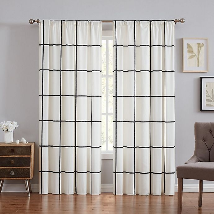 slide 1 of 2, Truly Soft Kurt Windowpane Window Curtain Panel Pair, 84 in