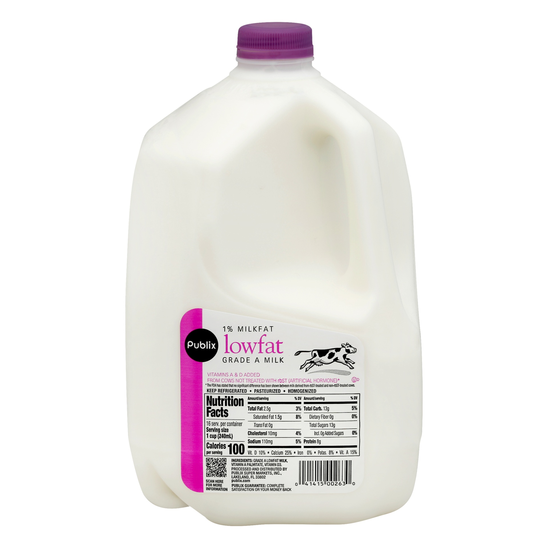 slide 1 of 1, Publix 1% Milkfat Lowfat Milk, 1 gal