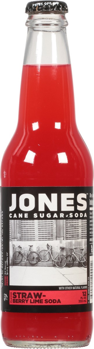 slide 3 of 9, Jones Straw-Berry Lime Cane Sugar Soda - 12 fl oz, 12 fl oz