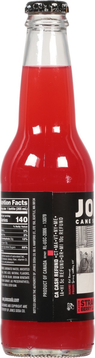 slide 5 of 9, Jones Straw-Berry Lime Cane Sugar Soda - 12 fl oz, 12 fl oz