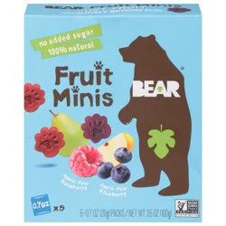 BEAR Apple-Pear Raspberry/Apple-Pear Blueberry Fruit Minis - 5 x 0.7 oz Packs