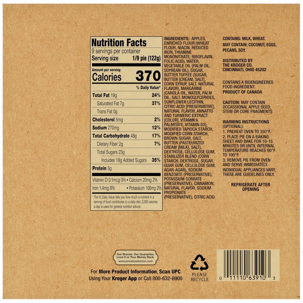 slide 2 of 3, Private Selection Toffee Apple Pie, 39 oz