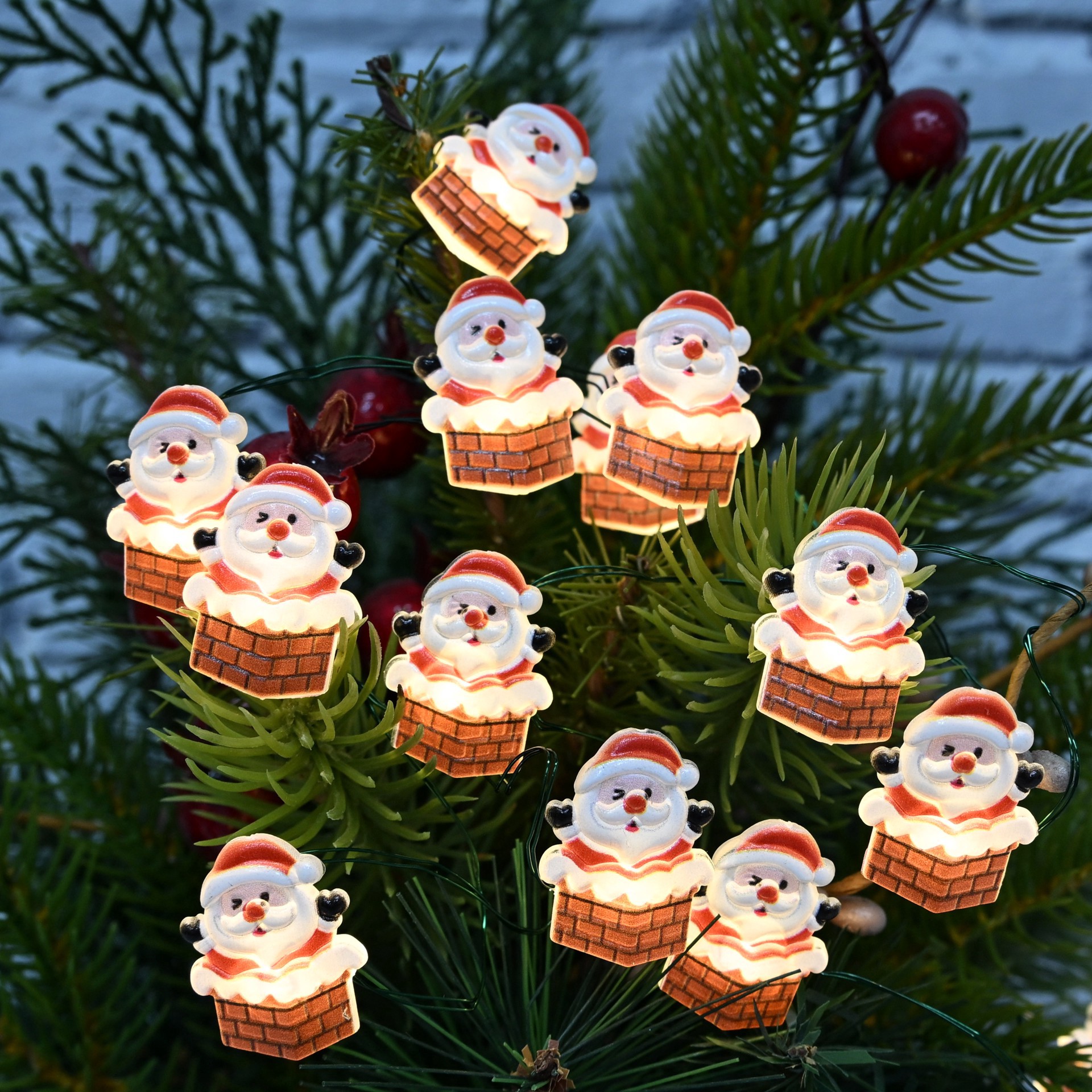 slide 2 of 4, 18ct. Warm White Led Santa In Chimney String Lights On Silver Wire By Ashland, 18 ct