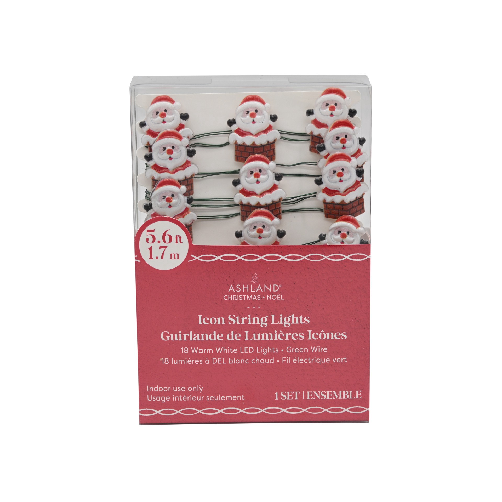 slide 4 of 4, 18ct. Warm White Led Santa In Chimney String Lights On Silver Wire By Ashland, 18 ct