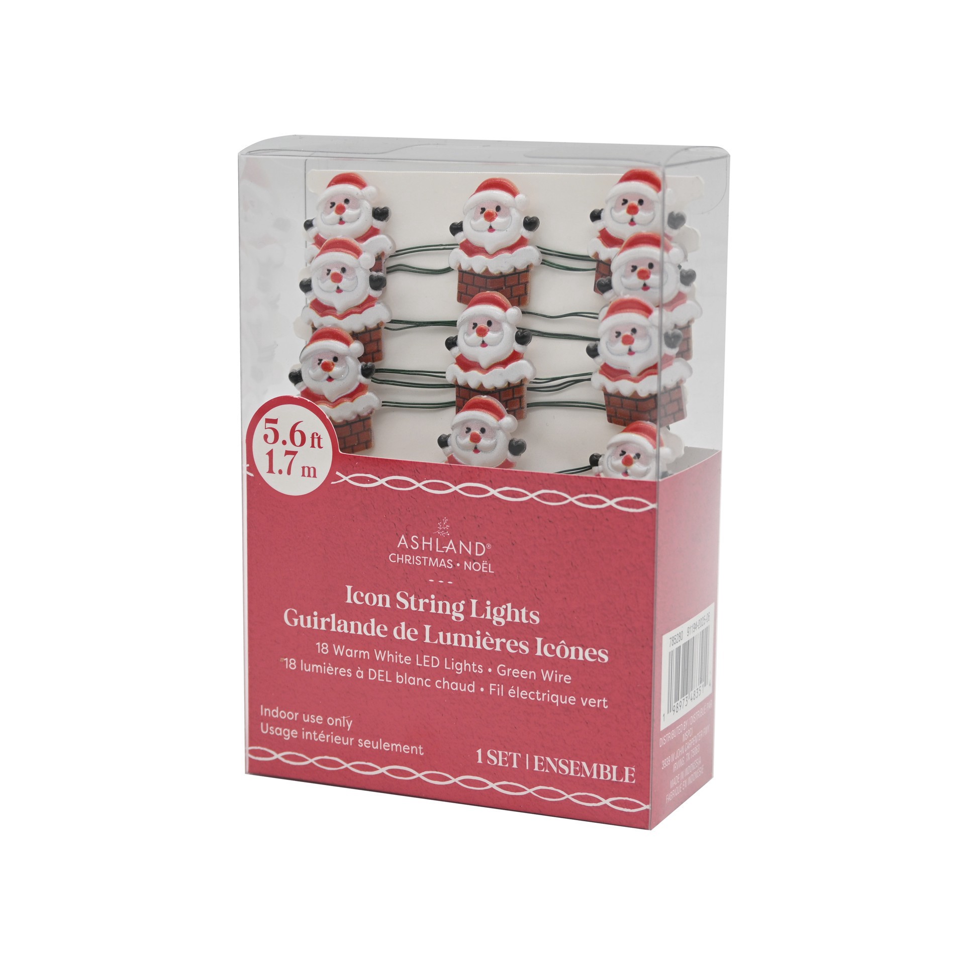 slide 3 of 4, 18ct. Warm White Led Santa In Chimney String Lights On Silver Wire By Ashland, 18 ct