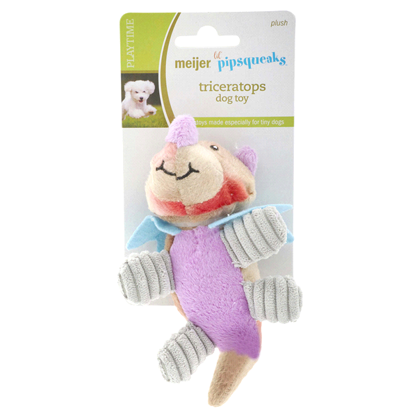 slide 1 of 1, Meijer Lil Pipsqueak Mini Plush Triceratops Dog Toy, 1 ct