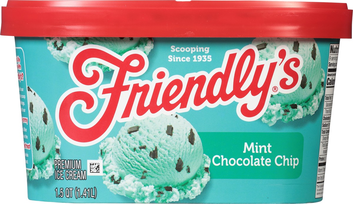 slide 5 of 9, Friendly's Premium Mint Chocolate Chip Ice Cream 1.5 qt, 1.5 qt