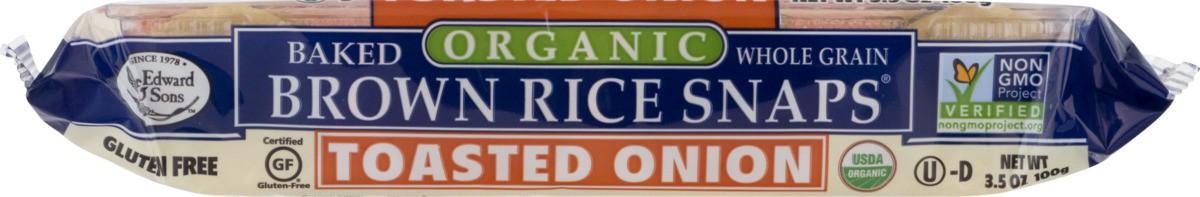 slide 4 of 9, Edward & Sons Organic Brown Rice Snaps Toasted Onion, 3.5 oz