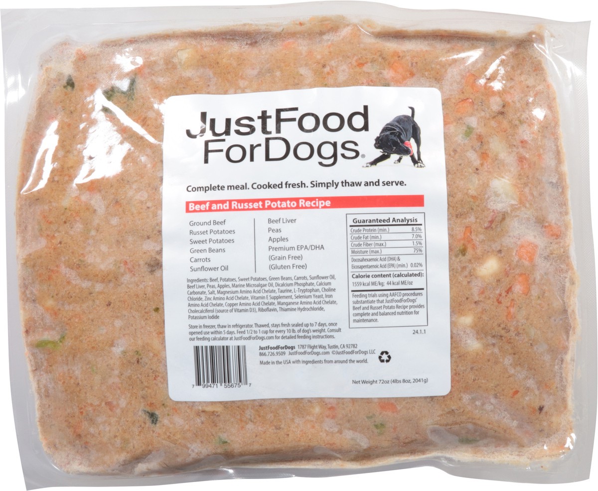 slide 9 of 15, JustFoodForDogs Daily Diets Beef & Russet Potato Frozen Dog Food, 72 oz