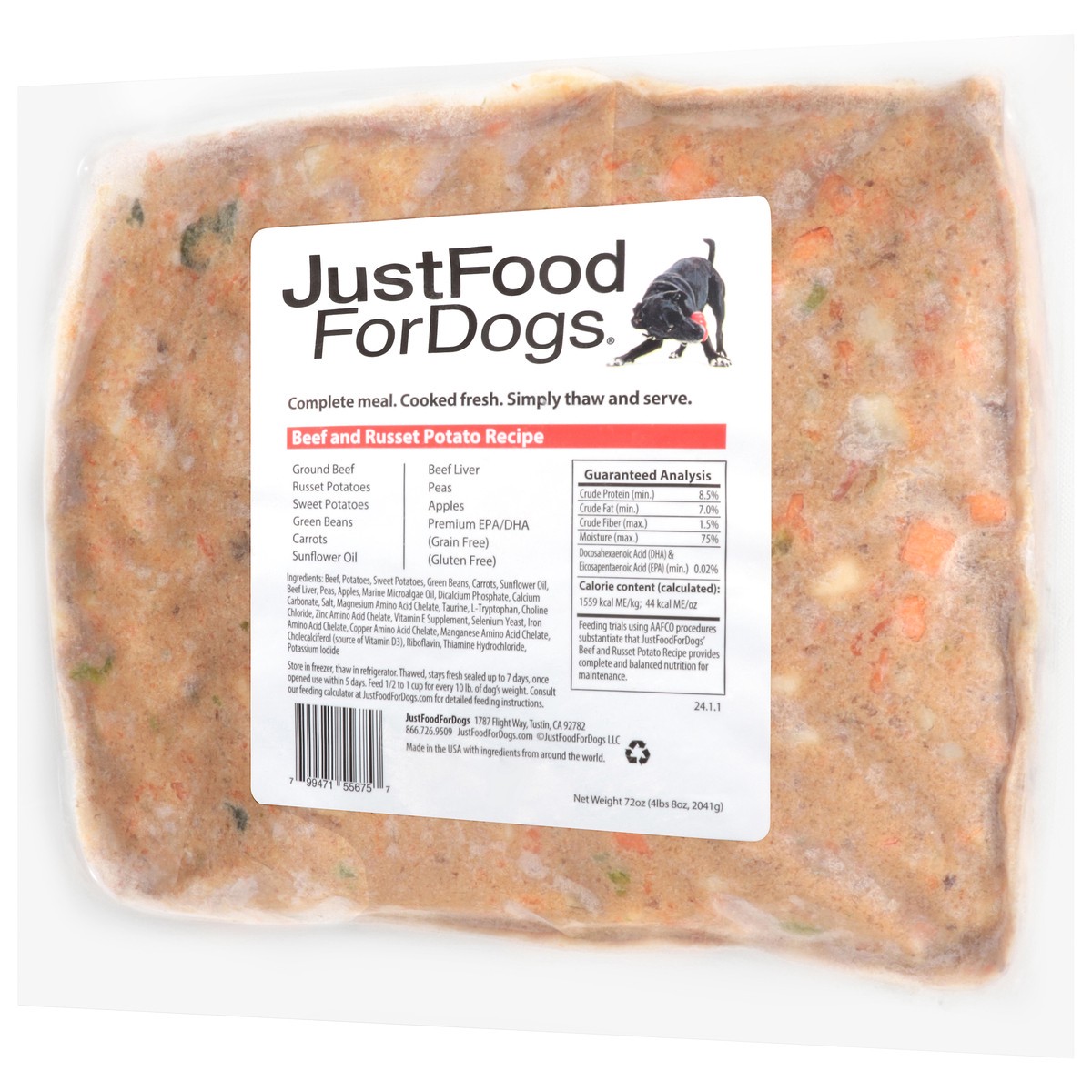 slide 15 of 15, JustFoodForDogs Daily Diets Beef & Russet Potato Frozen Dog Food, 72 oz