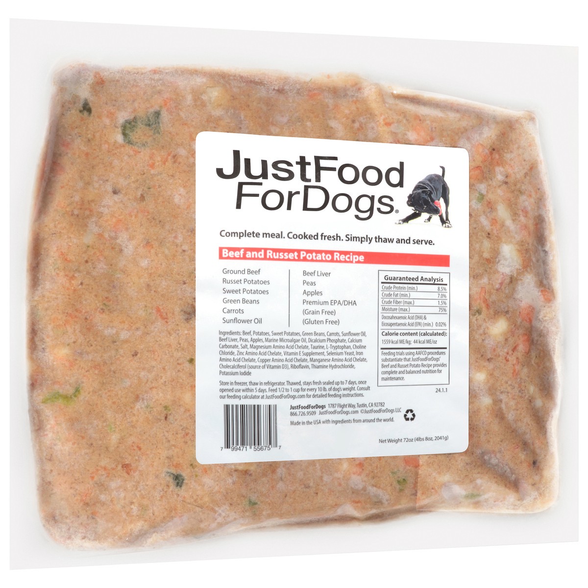 slide 6 of 15, JustFoodForDogs Daily Diets Beef & Russet Potato Frozen Dog Food, 72 oz