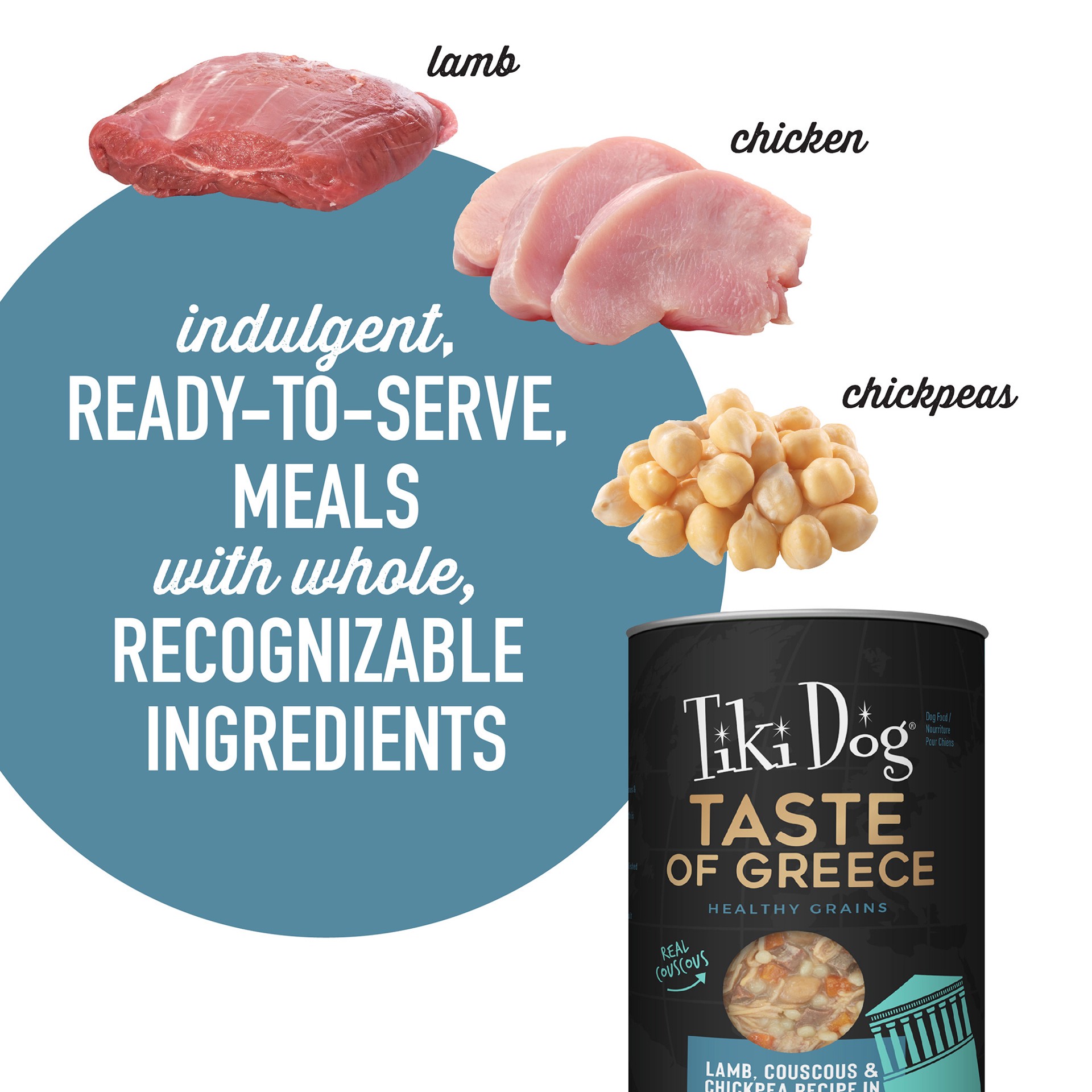 slide 2 of 6, Tiki Dog Taste of the World Wet Dog Food, Greece Lamb, Couscous & Chickpea, 12 oz. Cans (8 Count), 12 oz