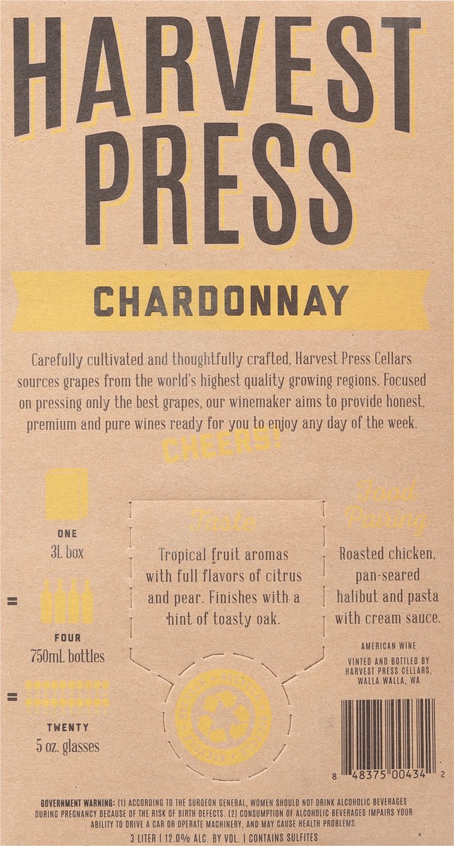 slide 8 of 9, Harvest Press Chardonnay 3 l, 3 liter