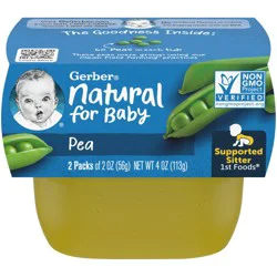 Gerber Stage 1 Baby Food Peas, Peas Puree Tubs, Baby Puree, 2PK