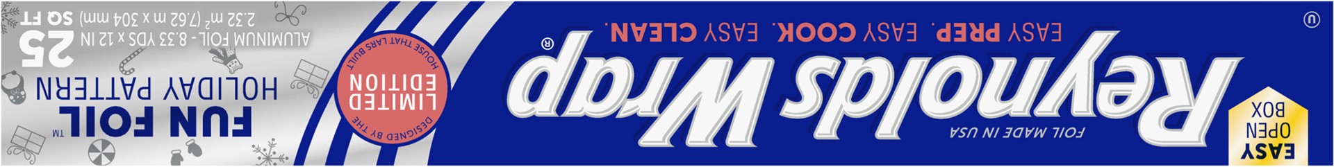 slide 4 of 10, Reynolds Wrap Fun Foil, Embossed Aluminum Foil Roll, Features a Limited-Edition Holiday Pattern for Wrapping Food Gifts and Covering Holiday Dishes, 8.33 Yards X 12 Inches, 25 Sq. Ft., 0.23 lbs