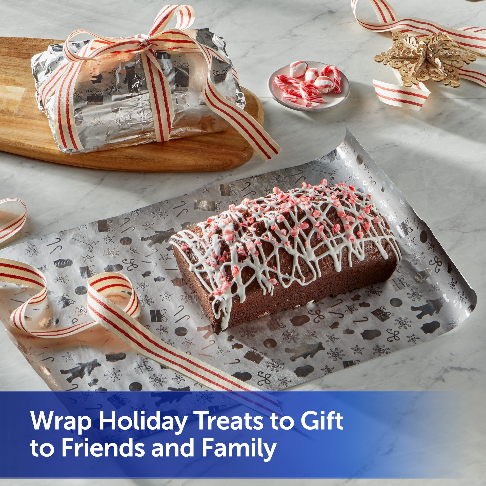 slide 7 of 10, Reynolds Wrap Fun Foil, Embossed Aluminum Foil Roll, Features a Limited-Edition Holiday Pattern for Wrapping Food Gifts and Covering Holiday Dishes, 8.33 Yards X 12 Inches, 25 Sq. Ft., 0.23 lbs