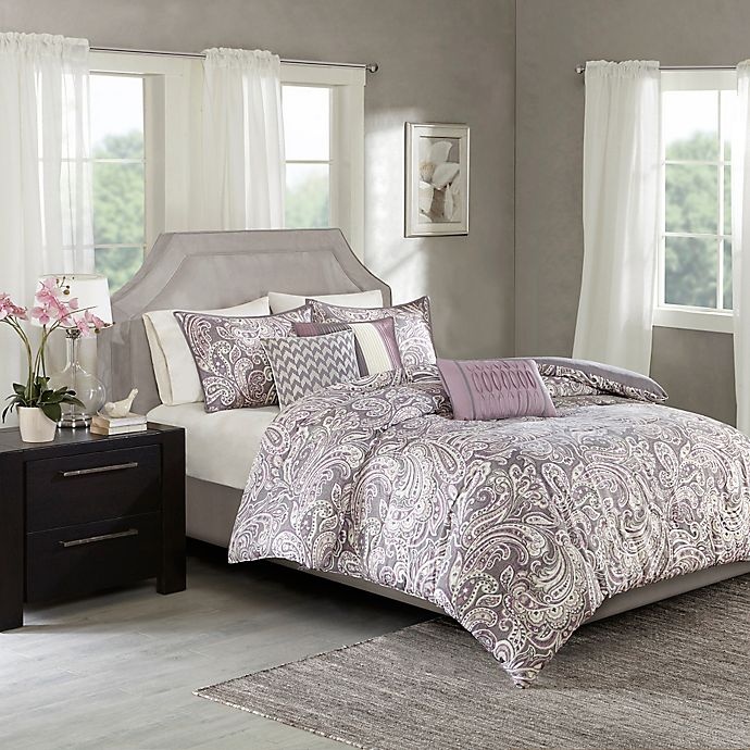 slide 1 of 5, Madison Park Gabby Queen Comforter Set - Purple, 7 ct