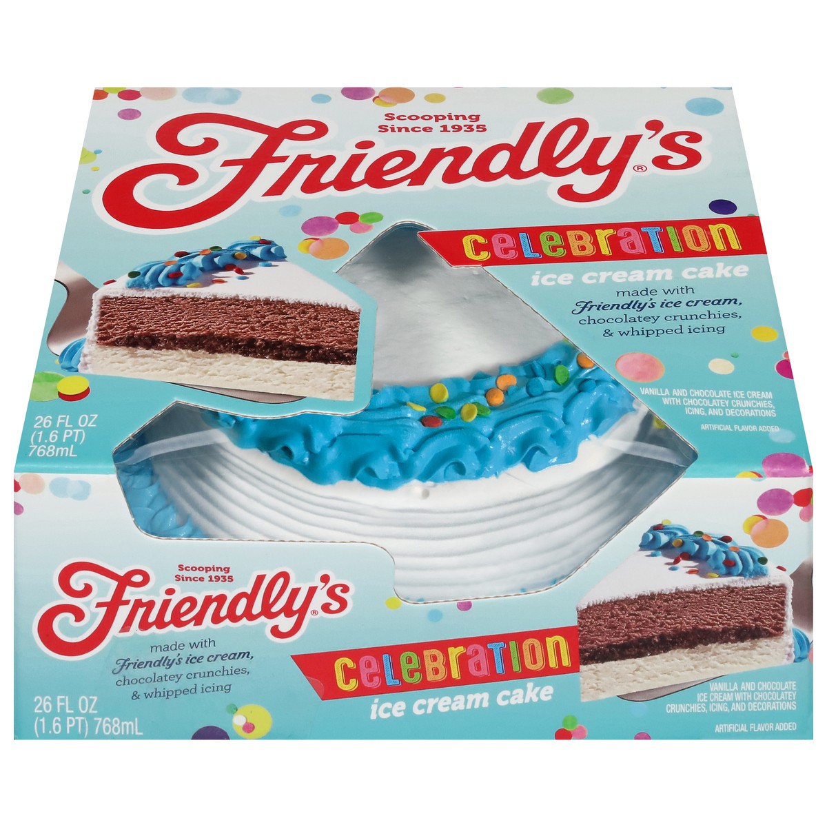 slide 2 of 13, Friendly's Celebration Ice Cream Cake 26 fl oz, 26 oz