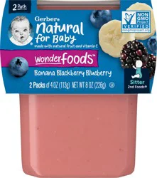 Gerber Stage 2 Baby Food, Banana Blackberry Blueberry Puree Tubs, Baby Puree, 2PK