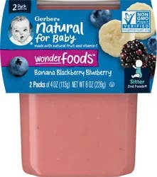 Gerber Stage 2 Baby Food, Banana Blackberry Blueberry Puree Tubs, Baby Puree, 2PK