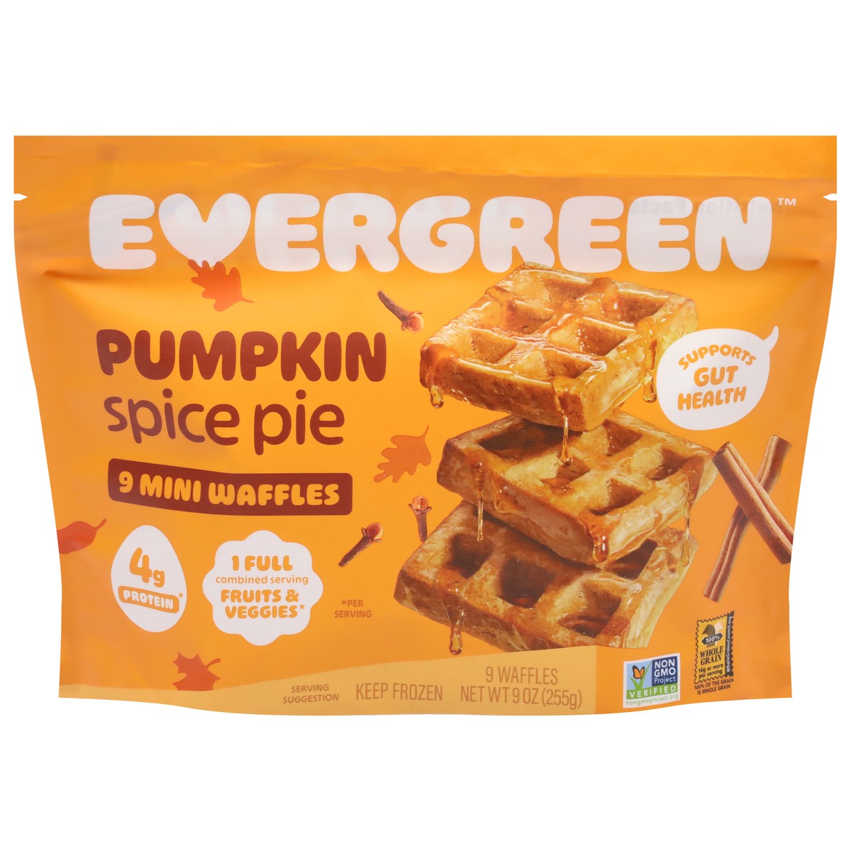 slide 4 of 13, Evergreen Pumpkin Spice Pie Waffles Mini 9 ea, 9 oz
