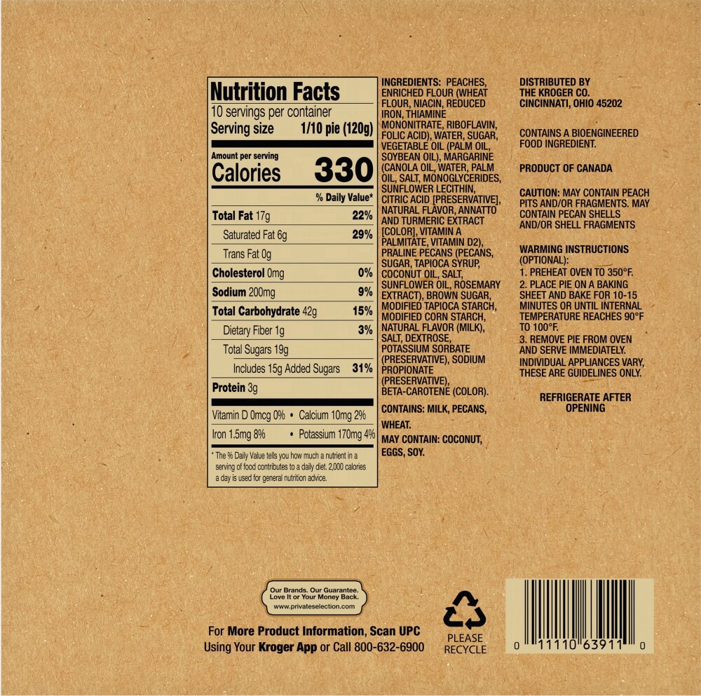 slide 3 of 3, Private Selection Peach Praline Pie, 42 oz