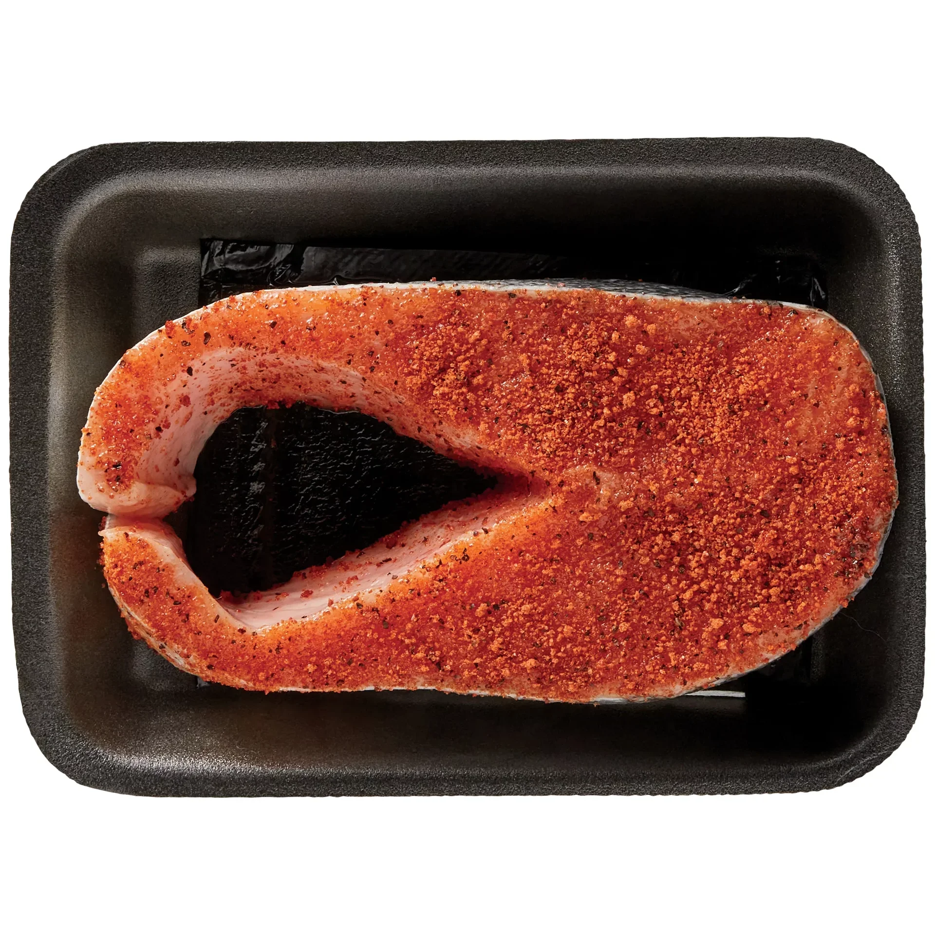 slide 1 of 1, H-E-B Fish Market Fresh Seasoned Salmon Steak - Texas-Style BBQ, per lb
