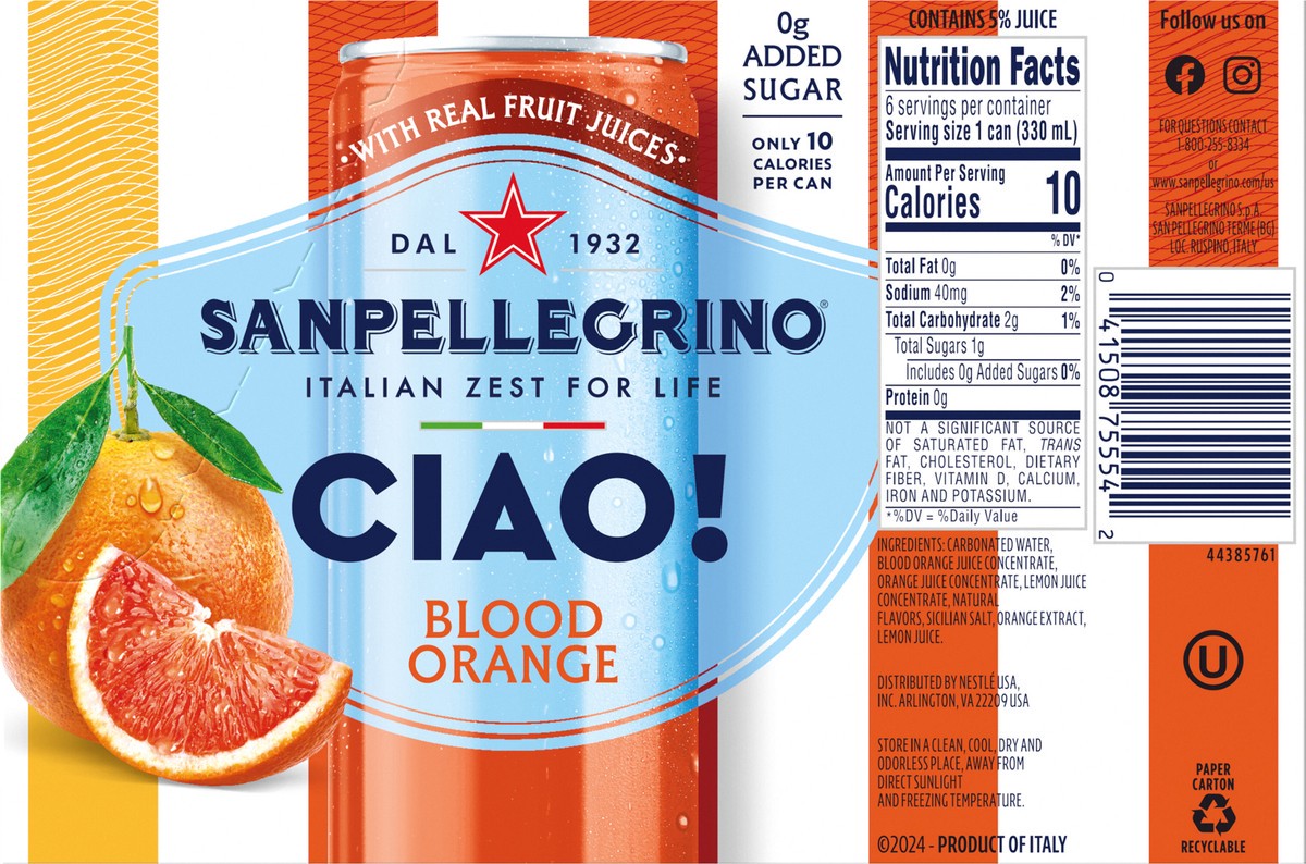 slide 3 of 12, San Pel Ciao Bld Ornge 6/11.15 Oz, 6 ct; 11.15 fl oz