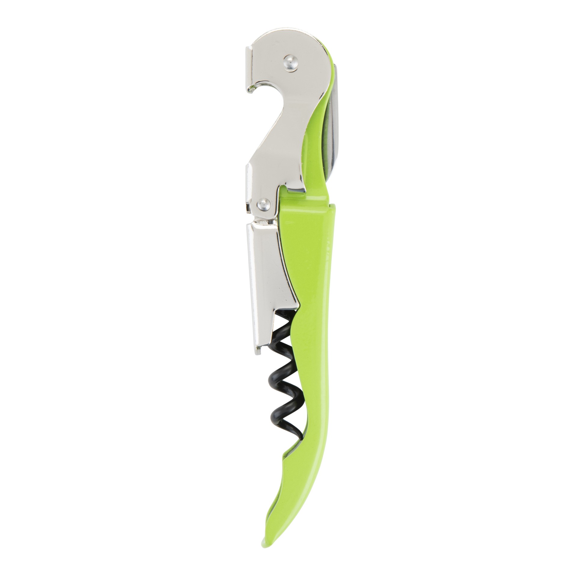 slide 1 of 5, True TrueTap Lime Green Double Hinged Waiter's Corkscrew, Stainless Steel Wine Key with Foil Cutter, 1 ct