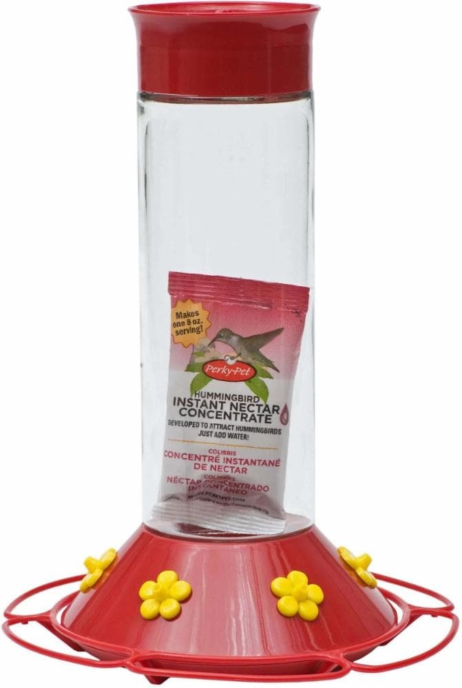 slide 1 of 1, Perky-Pet "Our Best" Glass Hummingbird Feeder With Nectar - Red, 30 fl oz