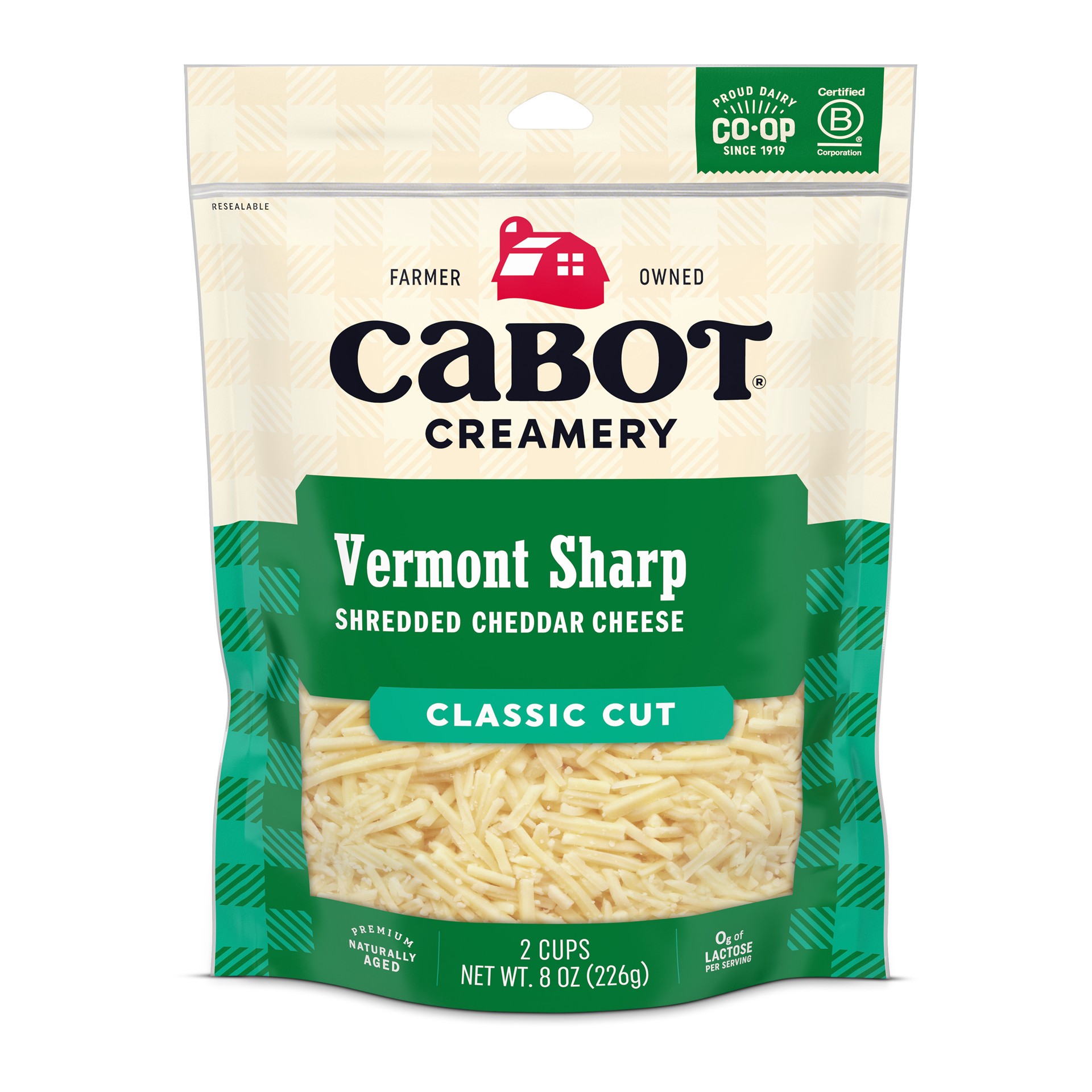 slide 1 of 6, Cabot Sharp Cheddar Classic Cut Shredded Cheese, 8 oz