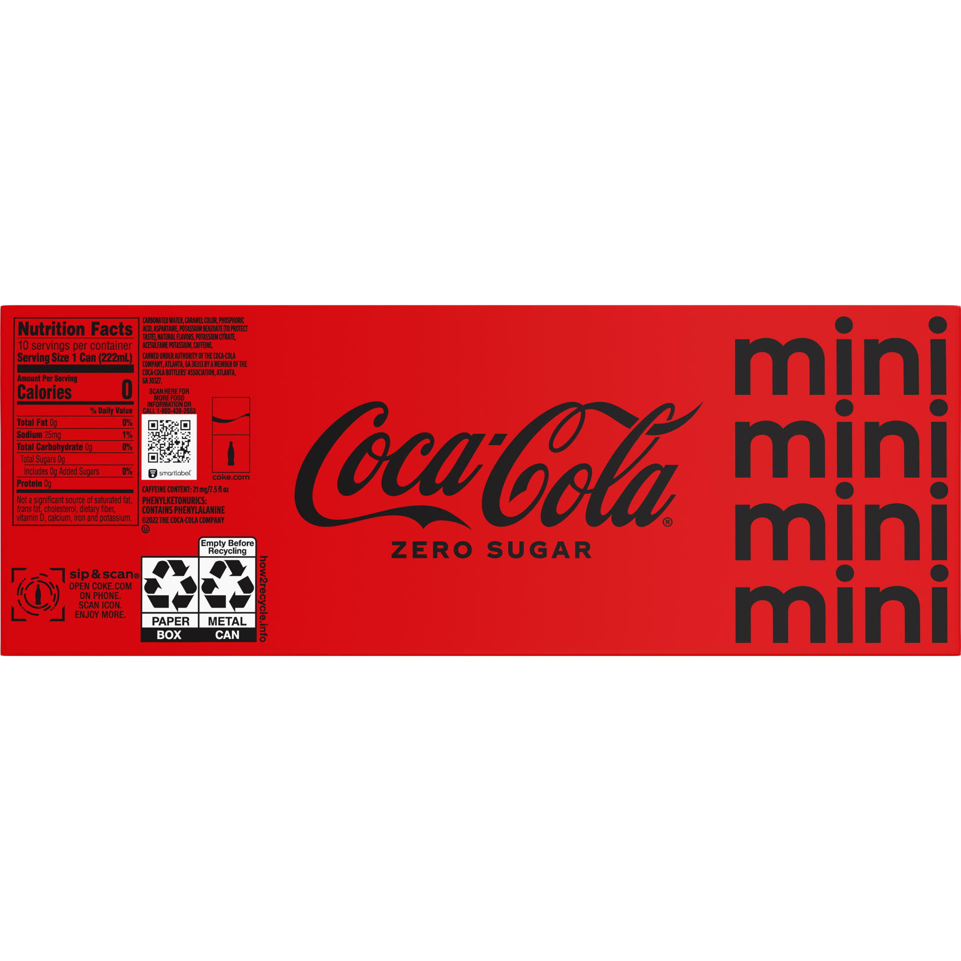 slide 3 of 5, Coca-Cola Zero Sugar Soda Soft Drink Fridge Pack, 7.5 fl oz Mini Cans, 10 Pack, 10 ct; 7.5 oz