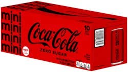 Coca-Cola Zero Sugar Soda Soft Drink Fridge Pack, 7.5 fl oz Mini Cans, 10 Pack