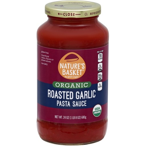 slide 1 of 1, Nature's Basket Roasted Garlic Pasta Sauce, Organic, 24 oz