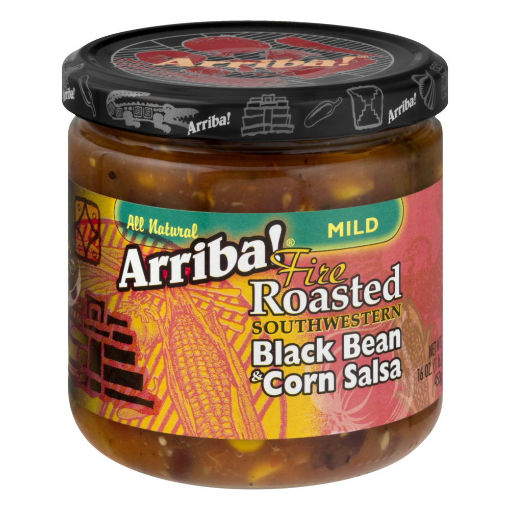 slide 1 of 2, Arriba! Black Bean & Corn Salsa, Southwestern, Fire Roasted, Mild, 16 oz