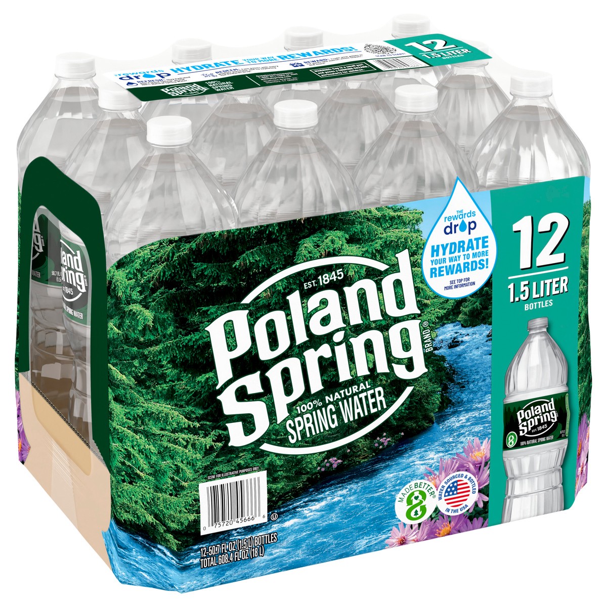 slide 2 of 10, POLAND SPRING Brand 100% Natural Spring Water, (Pack of 12) - 50.7 oz, 50.7 oz