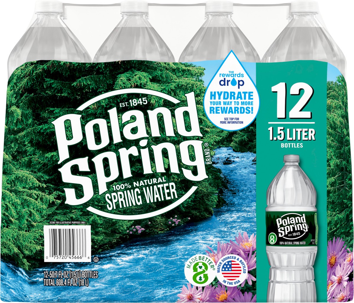 slide 6 of 10, POLAND SPRING Brand 100% Natural Spring Water, (Pack of 12) - 50.7 oz, 50.7 oz