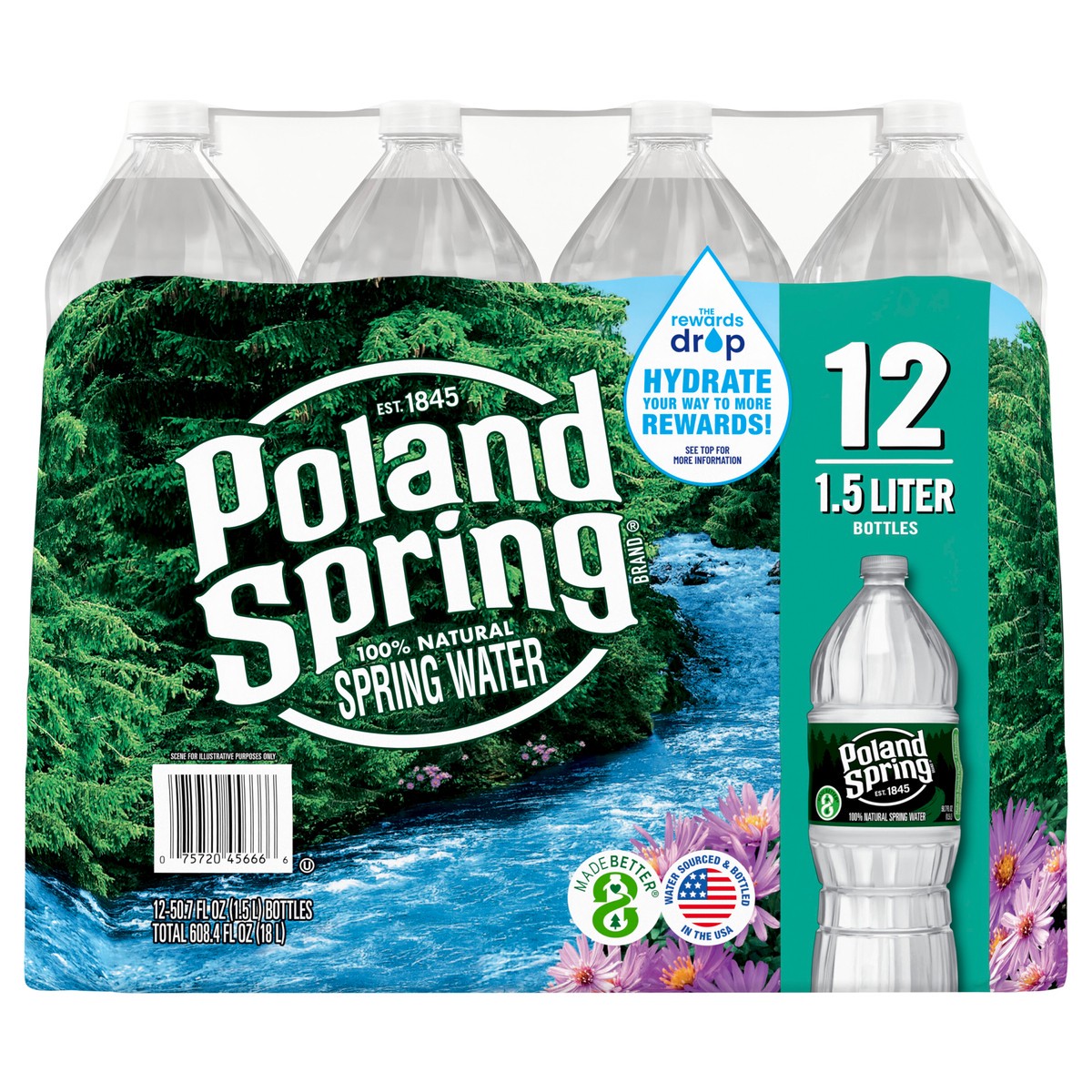 slide 4 of 10, POLAND SPRING Brand 100% Natural Spring Water, (Pack of 12) - 50.7 oz, 50.7 oz