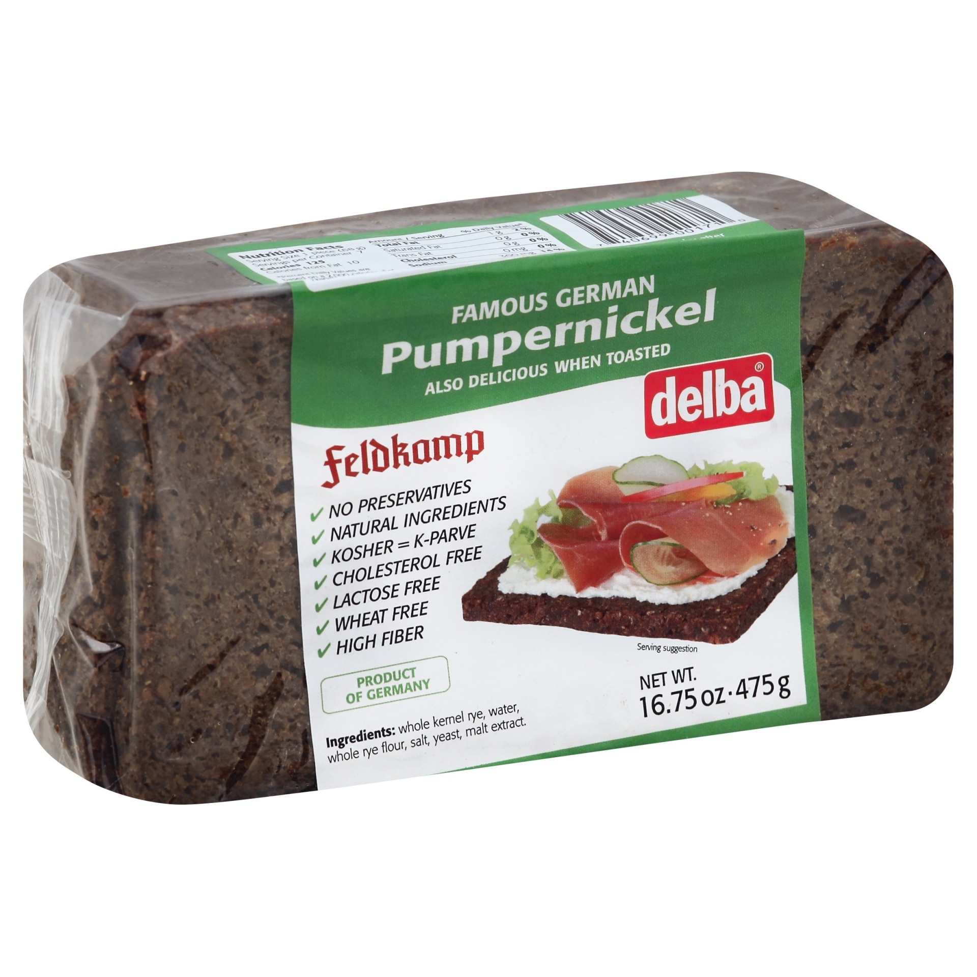 slide 1 of 1, Delba Pumpernickel Bread, 16.75 oz