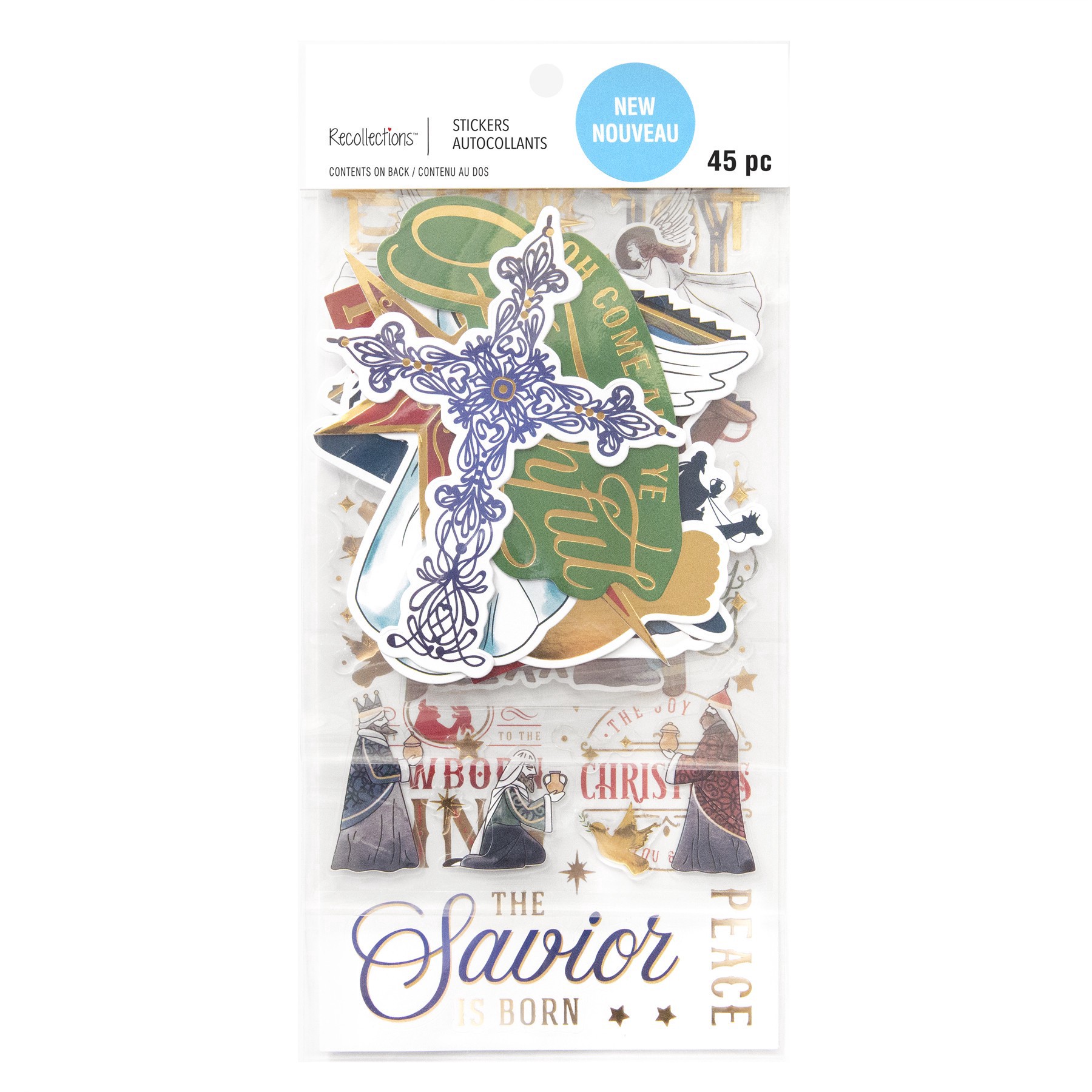 slide 4 of 5, Religious Christmas Sticker Pack By Recollections, 4 in x 8.5 in