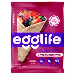 egglife Sweet Cinnamon Egg White Wraps, Gluten Free Refrigerated Flour-Free Tortillas, 6 oz, 6 Count