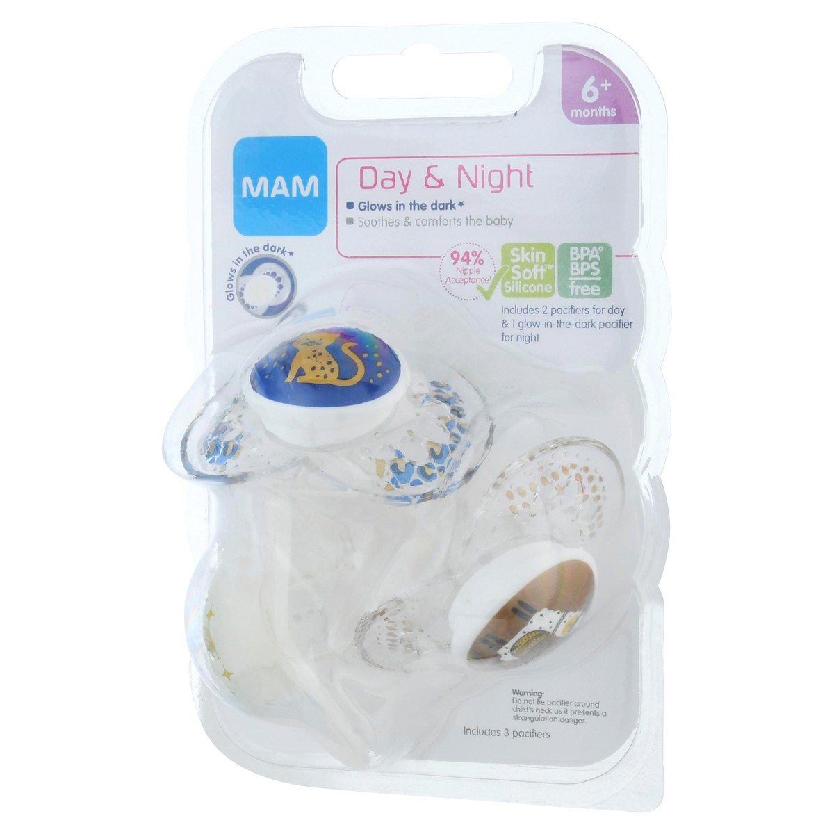 slide 3 of 9, MAM Day & Night Pacifier Collection, 6+m, 3 ct