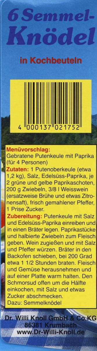 slide 5 of 5, Dr Willi Knoll Bread Dumplings 6 ea, 6 ct