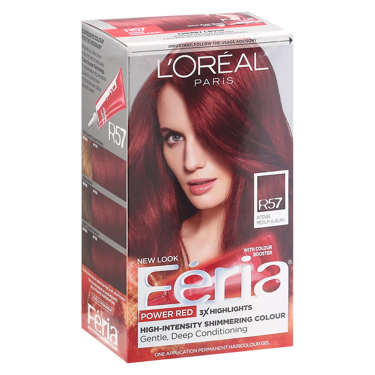 slide 1 of 9, L'Oréal Fería Intense Medium Auburn R57 Permanent Haircolour Gel 1 ea, 1 ea