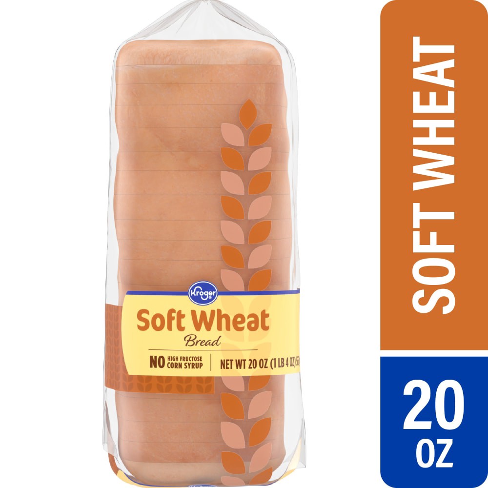 slide 1 of 4, Kroger Soft Wheat Bread, 20 oz