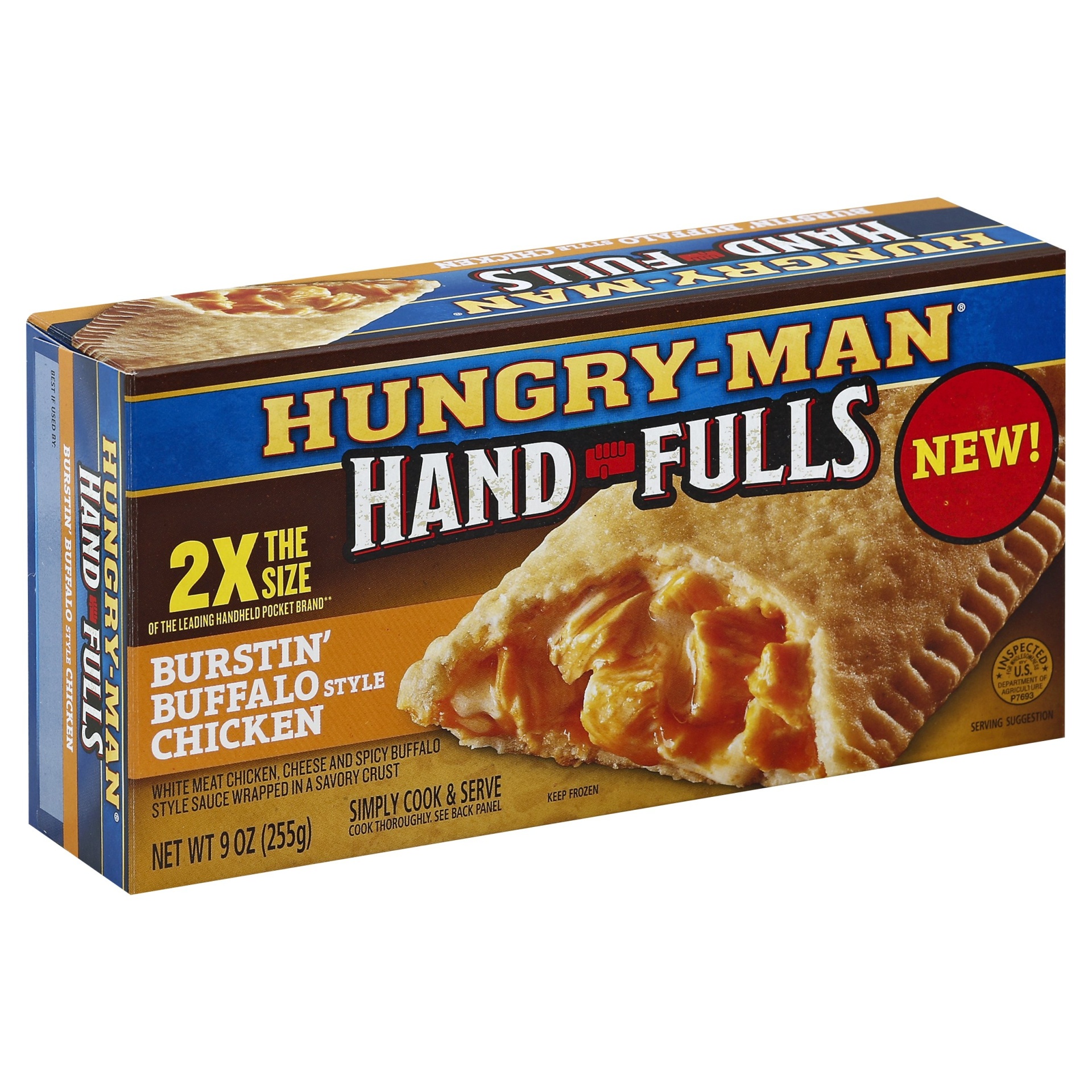 slide 1 of 4, Hungry-Man Hand Fulls, Burstin' Buffalo Style Chicken, 9 oz