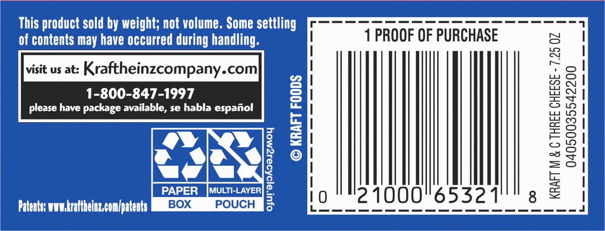 slide 13 of 13, Kraft Three Cheese Mac & Cheese Macaroni and Cheese Dinner with Mini-Shell Pasta, 7.25 oz Box, 7.25 oz