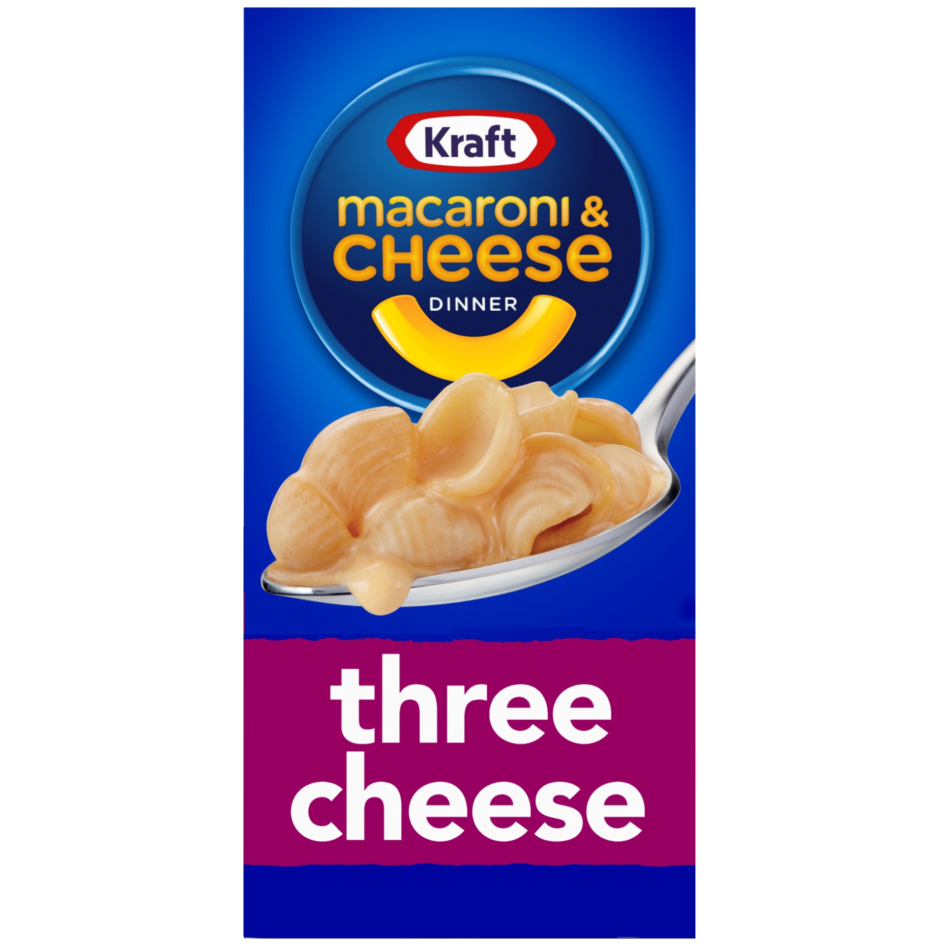 slide 1 of 7, Kraft Three Cheese Macaroni & Cheese Dinner with Mini-Shell Pasta, 7.25 oz