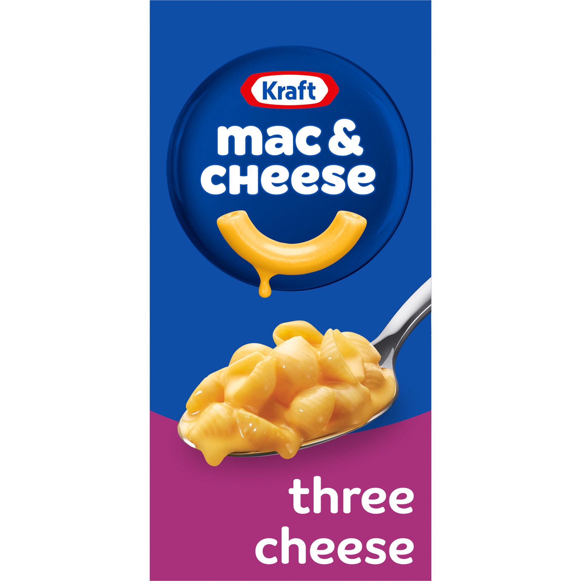 slide 1 of 13, Kraft Three Cheese Mac & Cheese Macaroni and Cheese Dinner with Mini-Shell Pasta, 7.25 oz Box, 7.25 oz